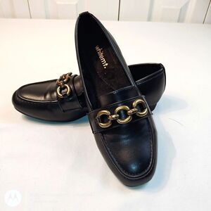 White Mt. Chain Buckle Loafers Otis Leather Slip-On Loafers Flats US Size 7W